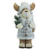 Northlight 18" Ceramic Moose in Gray Coat Holding Pine Sprig Christmas Figure Image 1