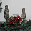 Northlight 18" Pine Sprigs and Glittered Berries Christmas Hurricane Candle Holder Image 2