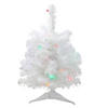 Northlight 18" Pre-Lit Snow White Artificial Christmas Tree - Multicolor Lights Image 1