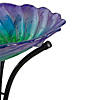 Northlight 18" Purple and Green Swirled Hand Painted Glass Outdoor Birdbath Image 2