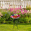 Northlight 18" Red and Blue Summer Flowers Glass Outdoor Patio Birdbath Image 1