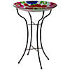 Northlight 18" Red and Blue Summer Flowers Glass Outdoor Patio Birdbath Image 2