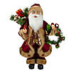 Northlight 18" Red Santa Claus Holding a Wreath and Gift Bag Christmas Figurine Image 1