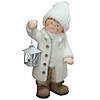 Northlight - 18" White and Brown Winter Boy Tealight Lantern Christmas Table Top Figure Image 1