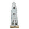 Northlight 19" Distressed Finished White and Blue Nautical Lighthouse Tabletop Decoration Image 1