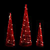 Northlight 2' LED Lighted Red Glitter Cone Tree Outdoor Christmas Decorations, Set of 3 Image 2