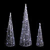 Northlight 2' LED Lighted Silver Glitter Cone Tree Outdoor Christmas Decorations, Set of 3 Image 2