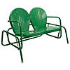 Northlight 2-Person Outdoor Retro Metal Tulip Double Glider Patio Chair, Green Image 2
