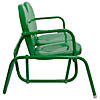 Northlight 2-Person Outdoor Retro Metal Tulip Double Glider Patio Chair, Green Image 3