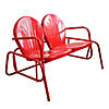 Northlight 2-Person Outdoor Retro Metal Tulip Double Glider Patio Chair, Red Image 2