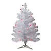 Northlight 2' Pre-Lit White Pine Slim Artificial Christmas Tree - Pink Lights Image 1