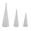 Northlight 2' White and Silver Glittered Cone Tree Christmas Table Top Decoration, Set of 3 Image 1