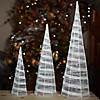 Northlight 2' White and Silver Glittered Cone Tree Christmas Table Top Decoration, Set of 3 Image 1