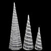 Northlight 2' White and Silver Glittered Cone Tree Christmas Table Top Decoration, Set of 3 Image 1