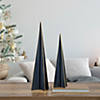 Northlight 20" Blue and Gold Triangular Christmas Tree Tabletop Decor Image 1