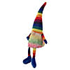 Northlight 20" bright striped rainbow springtime gnome with dangling legs Image 2