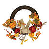 Northlight 20" Leaves with Mums Artificial Fall Twig Wreath Image 1