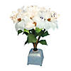 Northlight - 20" Pre-Lit White and Green Poinsettia Artificial Christmas Plant Image 2