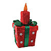 Northlight - 20" Red and Green Lighted Sisal Gift Box with Candle Christmas Outdoor Decoration Image 1