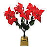 Northlight - 20" Red and Green Pre-Lit Fiber Optic Poinsettia Artificial Christmas Plant Image 1