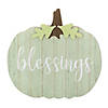 Northlight 20" Wooden Blessings Pumpkin Thanksgiving Hanging Wall Sign Image 1