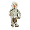Northlight - 21.5" White and Brown Skiing Snowman Christmas Figure Decoration Image 1