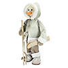 Northlight - 21.5" White and Brown Skiing Snowman Christmas Figure Decoration Image 1
