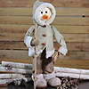 Northlight - 21.5" White and Brown Skiing Snowman Christmas Figure Decoration Image 2