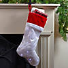 Northlight 22.25" LED Lighted White Iridescent Glittered Christmas Stocking with Red Cuff Image 1