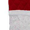 Northlight 22.25" LED Lighted White Iridescent Glittered Christmas Stocking with Red Cuff Image 2