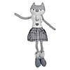 Northlight 22" Gray and White Girl Fox Sitting Christmas Figure with Dangling Legs Image 1