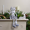 Northlight 22" Gray and White Girl Fox Sitting Christmas Figure with Dangling Legs Image 1
