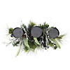 Northlight 22" Green and Silver Mixed Pine with Blueberries Christmas Candle Holder Centerpiece Image 1