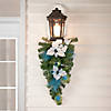 Northlight 22" Peacock Feather and Poinsettia Artificial Christmas Teardrop Swag  Unlit Image 1