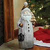 Northlight - 23.75" White and Bronze Santa with Tea Light Candle Lantern Christmas Figure Image 1