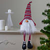 Northlight 23" Red and Gray Striped Christmas Santa Gnome with Dangling Legs Image 1