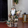 Northlight - 24" Brown Standing Santa Claus in Plaid Suit with Gifts Christmas Figurine Image 1