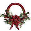 Northlight 24" Buffalo Plaid and Berry Artificial Christmas Wreath - Unlit Image 1