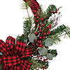 Northlight 24" Buffalo Plaid and Berry Artificial Christmas Wreath - Unlit Image 2
