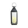 Northlight 24" Gold Brushed Black Candle Lantern with Flameless LED Candles Image 1