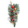 Northlight 24" Red and Gold Flocked Artificial Christmas Teardrop Swag  Unlit Image 1