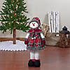 Northlight 24" Red and Green Jolly Plush Girl Snowman Christmas Figure Image 1