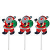 Northlight 25" Pre-Lit Holographic Santa Claus Christmas Pathway Markers, Set of 3 Image 1