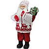 Northlight - 25" White and Red Santa in Knit Deer Sweater with Sack of Pine Figure Decoration Image 1