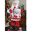 Northlight - 25" White and Red Santa in Knit Deer Sweater with Sack of Pine Figure Decoration Image 1