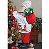Northlight - 25" White and Red Santa in Knit Deer Sweater with Sack of Pine Figure Decoration Image 2