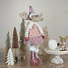 Northlight 26" Pink and Beige Standing Girl Moose Christmas Tabletop Figurine Image 1