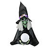 Northlight 26" Pre-Lit Black and Green Sitting Fortune Witch with Magic Ball Halloween Decor Image 1