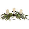 Northlight 26" Triple Candle Holder with Frosted Foliage and Pine Cones Christmas Decor Image 1