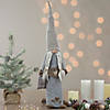 Northlight 27" Gray and Beige Girl Christmas Gnome with Plaid Toy Sack Figure Image 1